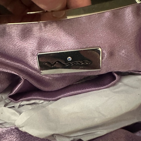 Nina Lavender Sequin Clutch Royal Lilac with shoulder chain. NWT. - Picture 5 of 6
